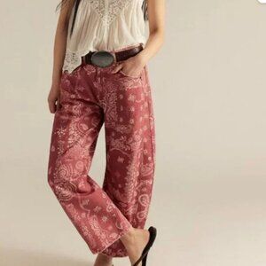 We The Free Good Luck Printed Barrel Jeans - 28p